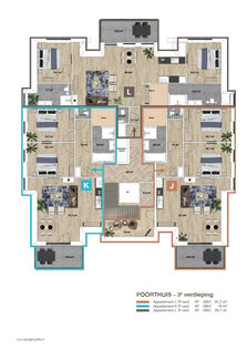 Appartementplattegrond- 3e verdieping